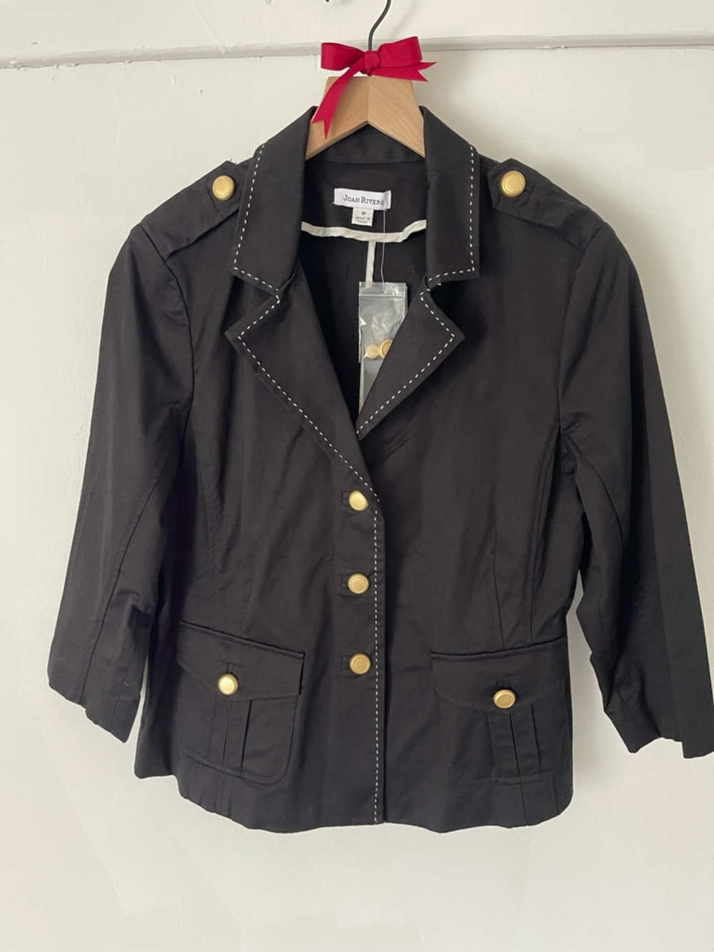 NWT Joan Rivers Black Gold Button Blazer Old Money Classic Tailored Jacket